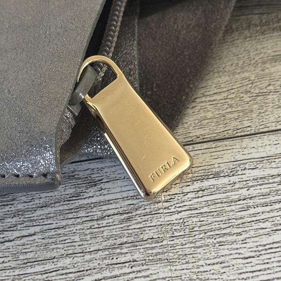 Furla Metallic Silver Leather Tote Bag EUC - Picture 15 of 15